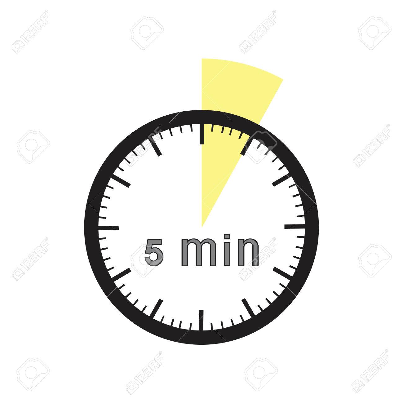 5 Minutes Timer Office Clock With Yellow 5 Min Segment Royalty Free Cliparts Vectors And Stock Illustration Image