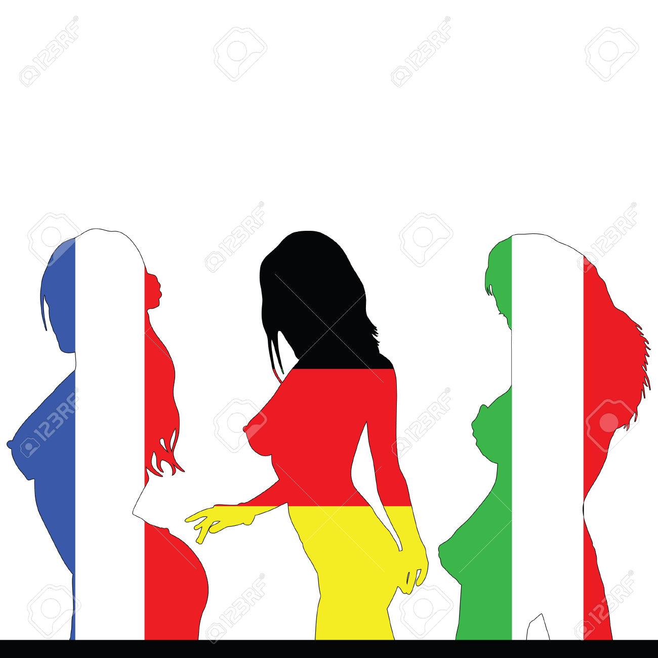 フランス ドイツ イタリアの女の子フラグの色 のイラスト素材 ベクタ Image