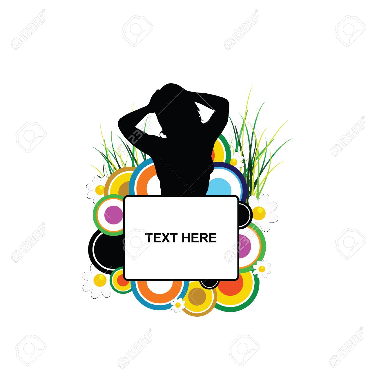 花とグラスのシルエット イラストの女の子の美しさのイラスト素材 ベクタ Image