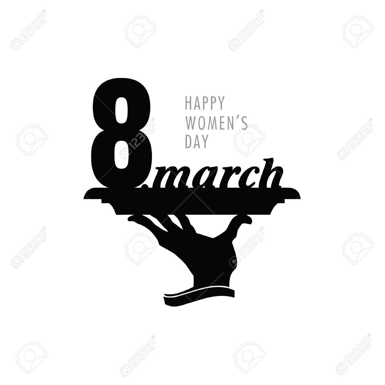 幸せな 8 月デザイン手に黒のアイコン イラストのイラスト素材 ベクタ Image