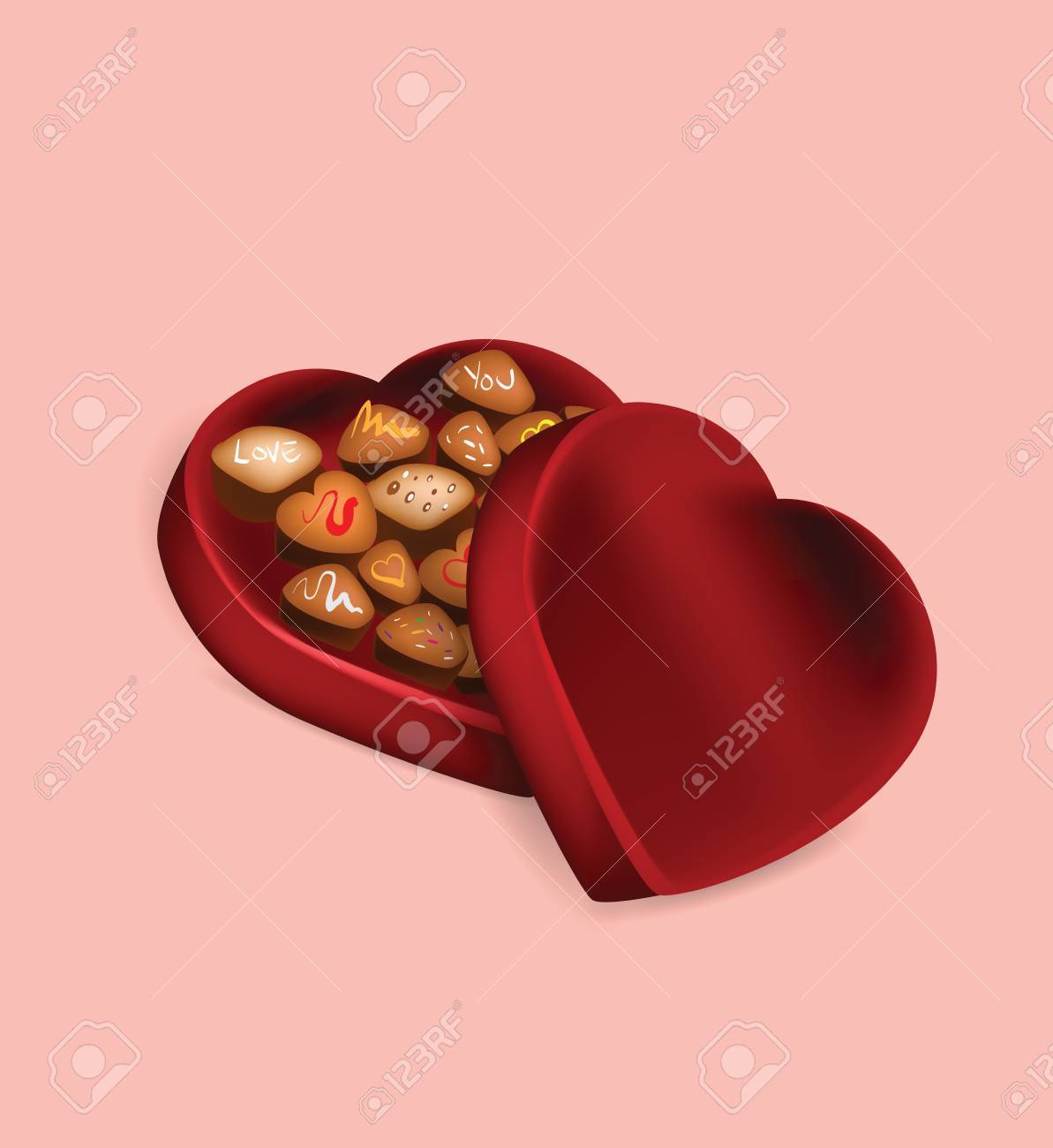 Illustration Of Valentine S Day Chocolate Box On Pink Background