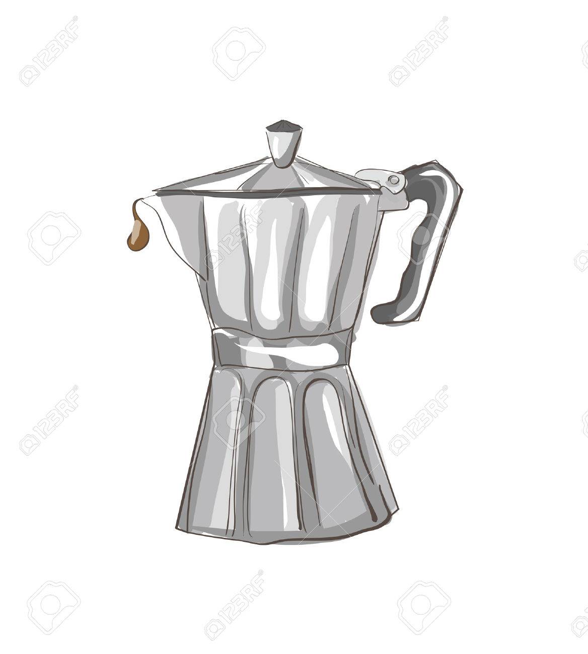 Dibujo de cafetera italiana. Imágenes prediseñadas, Ilustración. Dibujo de cafetera italiana. Imágenes prediseñadas, Ilustración.