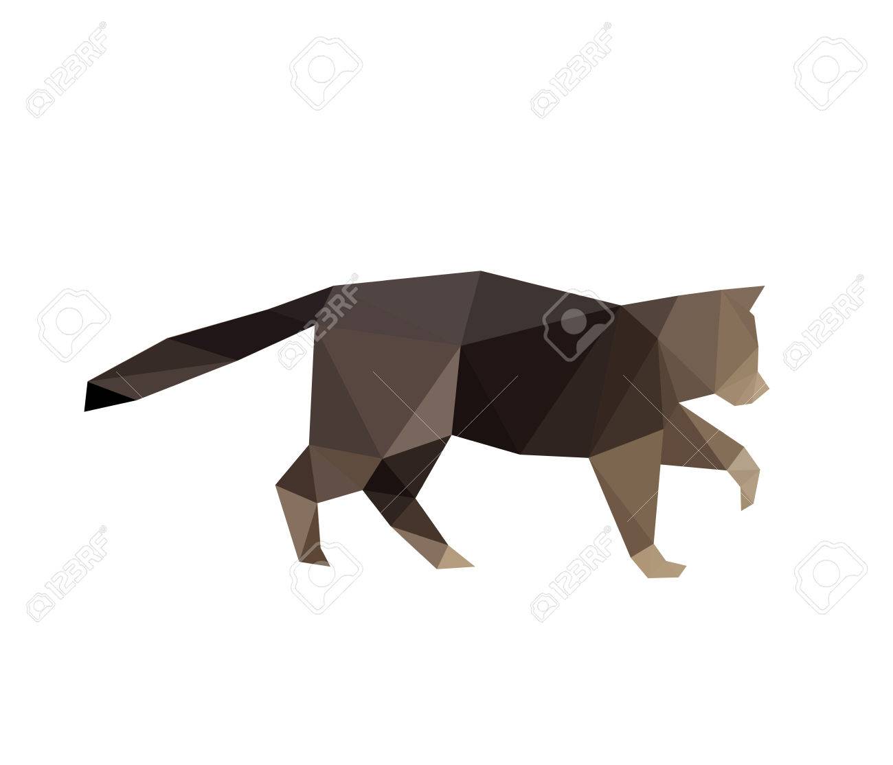 折り紙の猫は 白い背景で隔離のモダンなフラット デザインのイラスト のイラスト素材 ベクタ Image