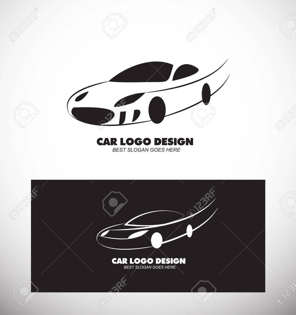 company logo icon element template car line shape black and white car drawing template