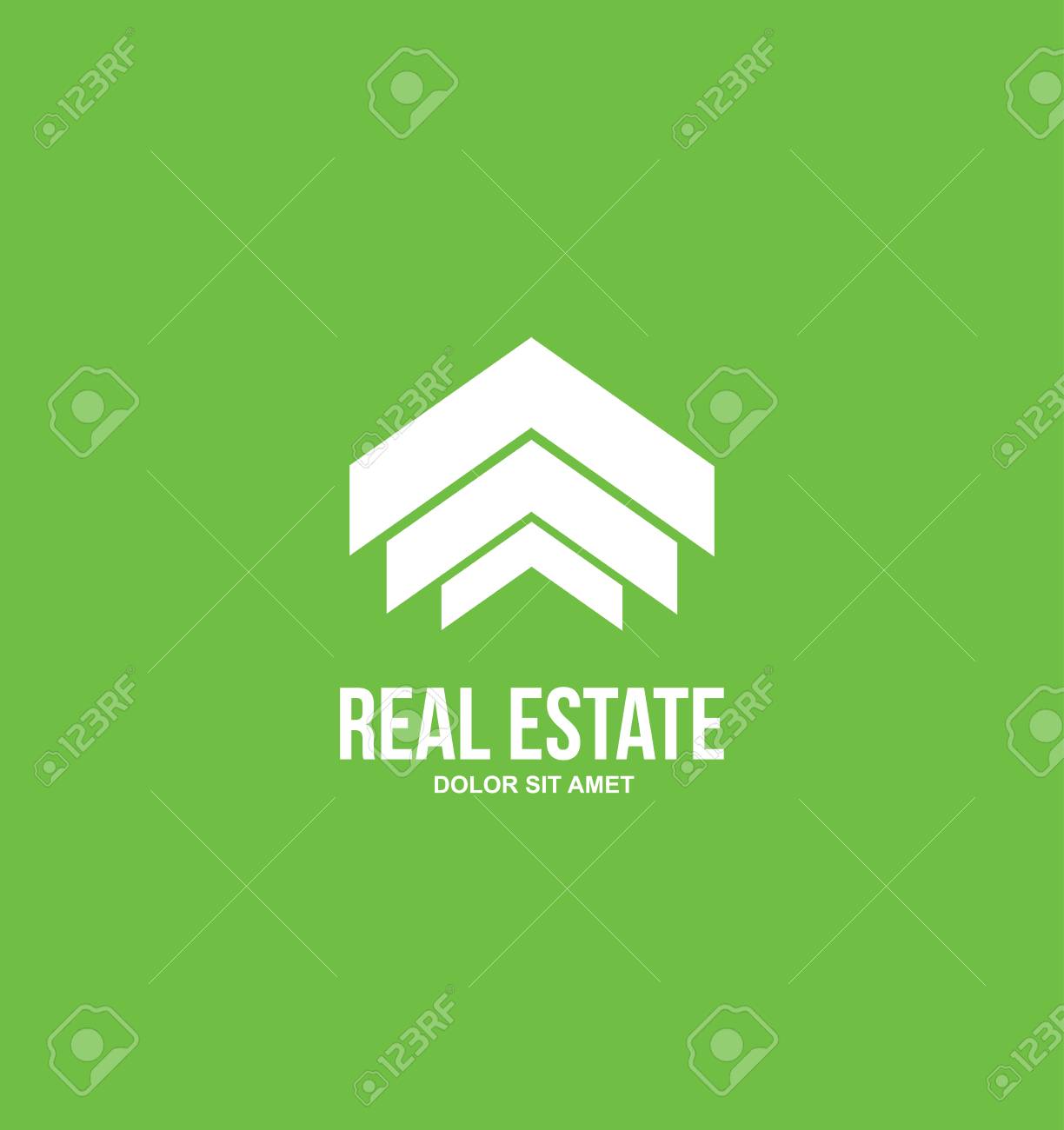 Icône élément Modèle Moderne Plat Vert Blanc Fond Immobilier Maison