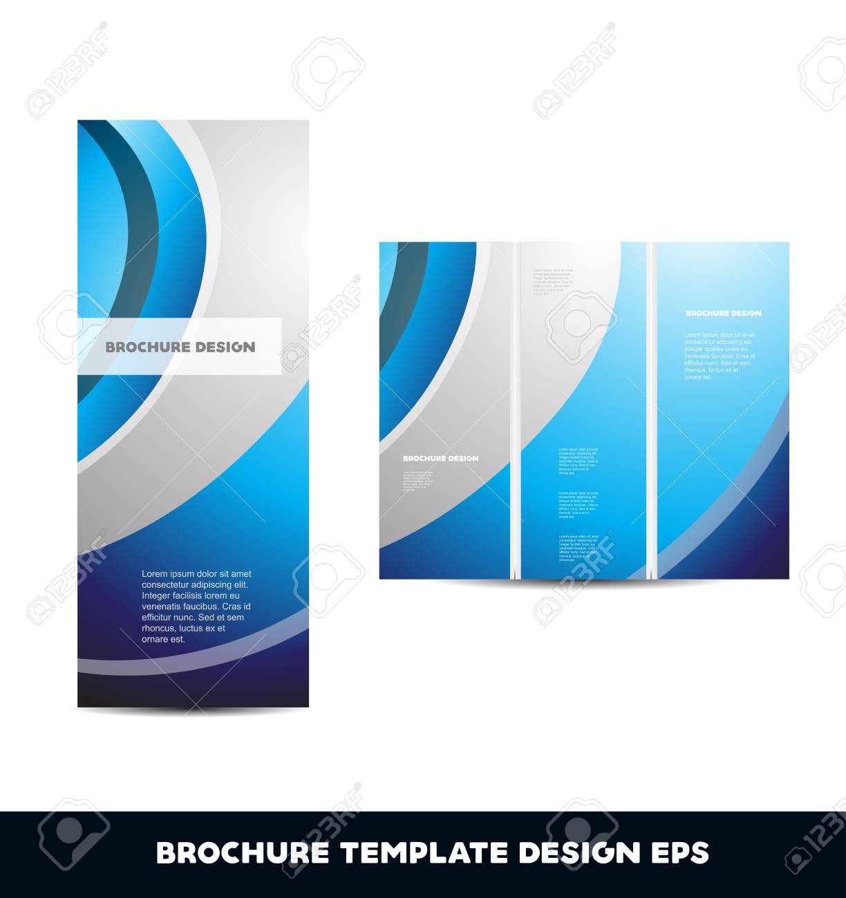 blue silver grey vector brochure layout design template tri folded