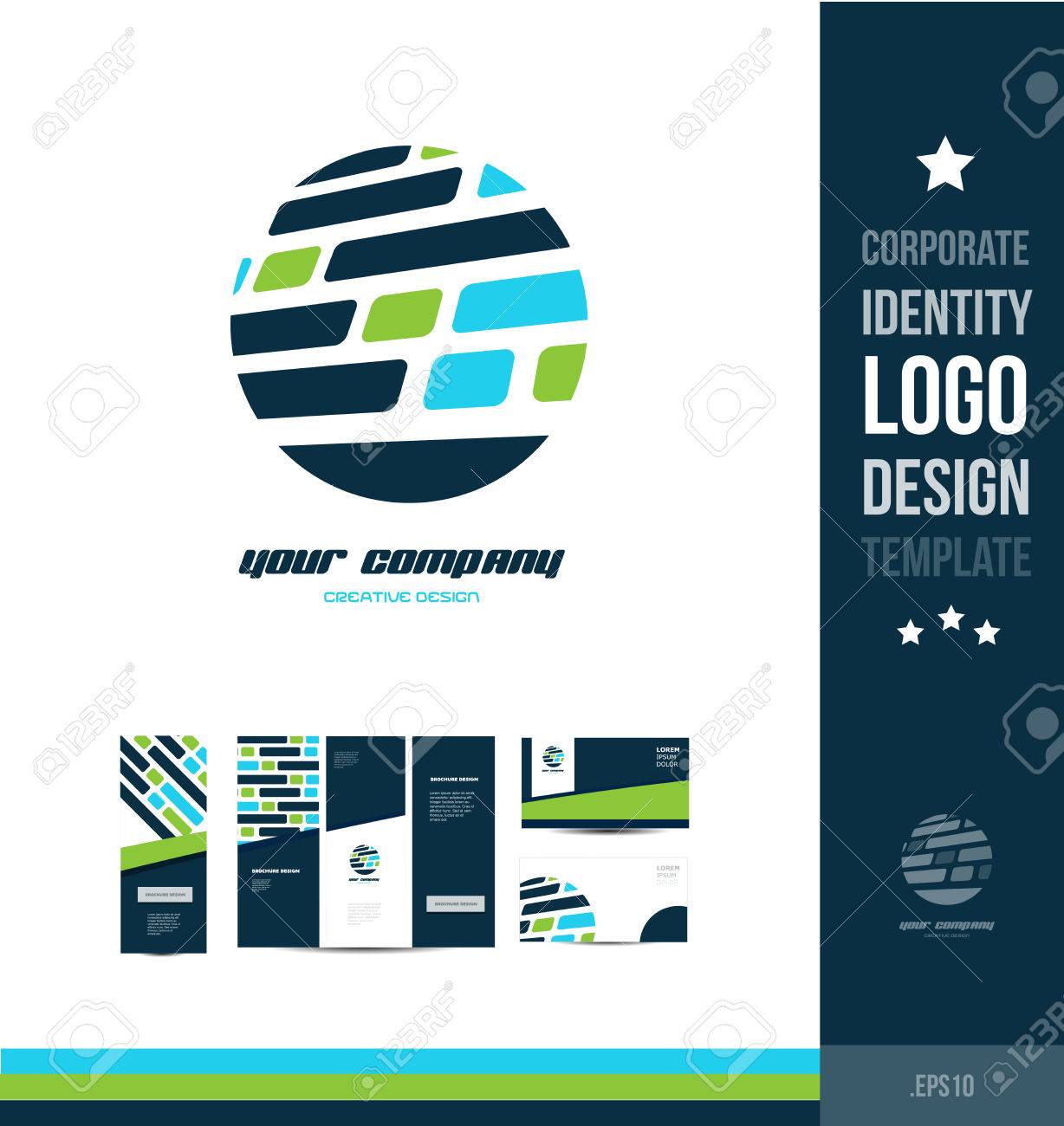 corporate identity blue green circle grid design icon company
