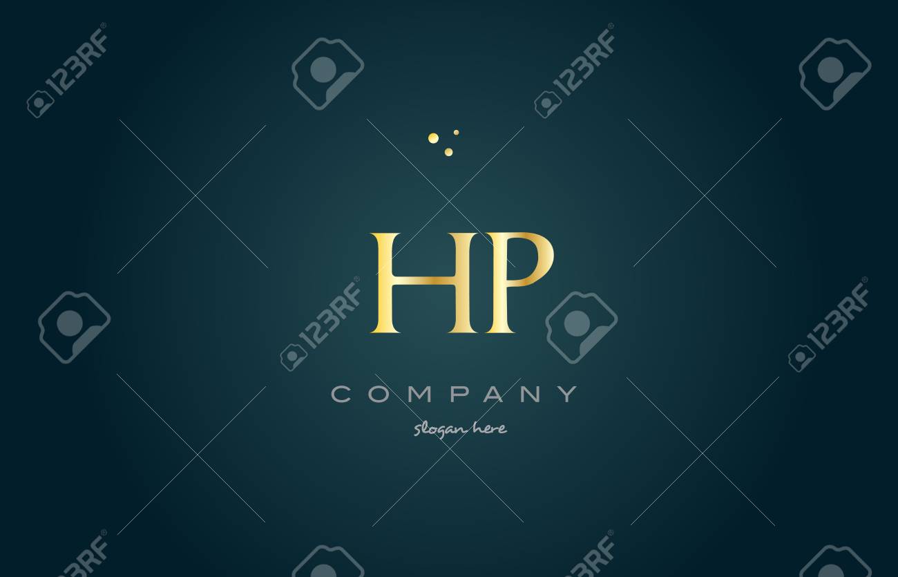 Hp H P ゴールド金色の高級製品金属金属アルファベット会社文字ロゴ デザイン ベクトル アイコン テンプレート緑背景 のイラスト素材 ベクタ Image