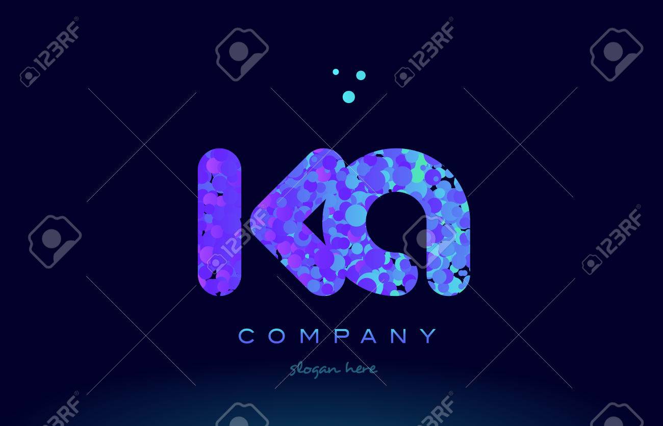 Ka Alphabet Pink Blue Bubble Circle Dots Logo Icon Design Template