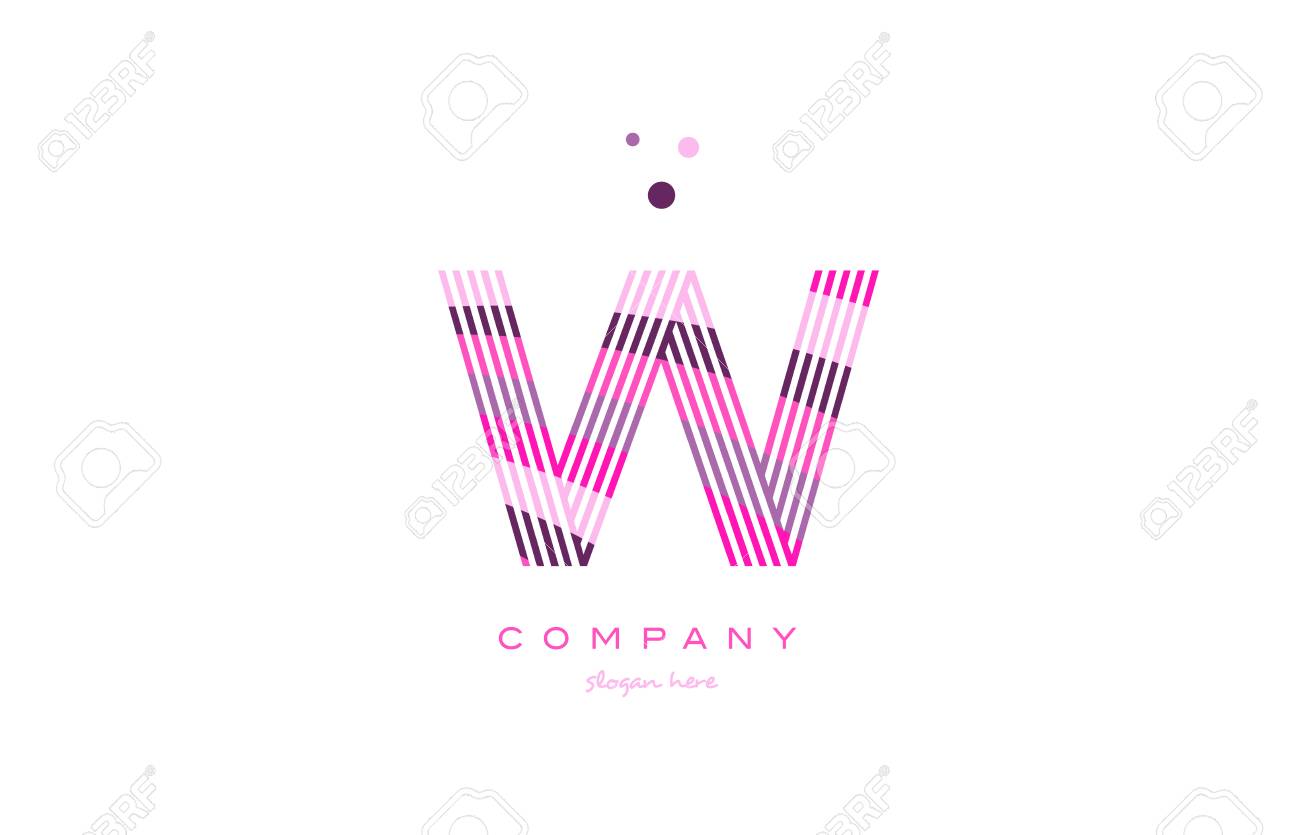 W アルファベット文字ロゴ ピンク パープル ライン フォント創造的なテキスト ドット会社ベクトル アイコン デザイン テンプレート のイラスト素材 ベクタ Image