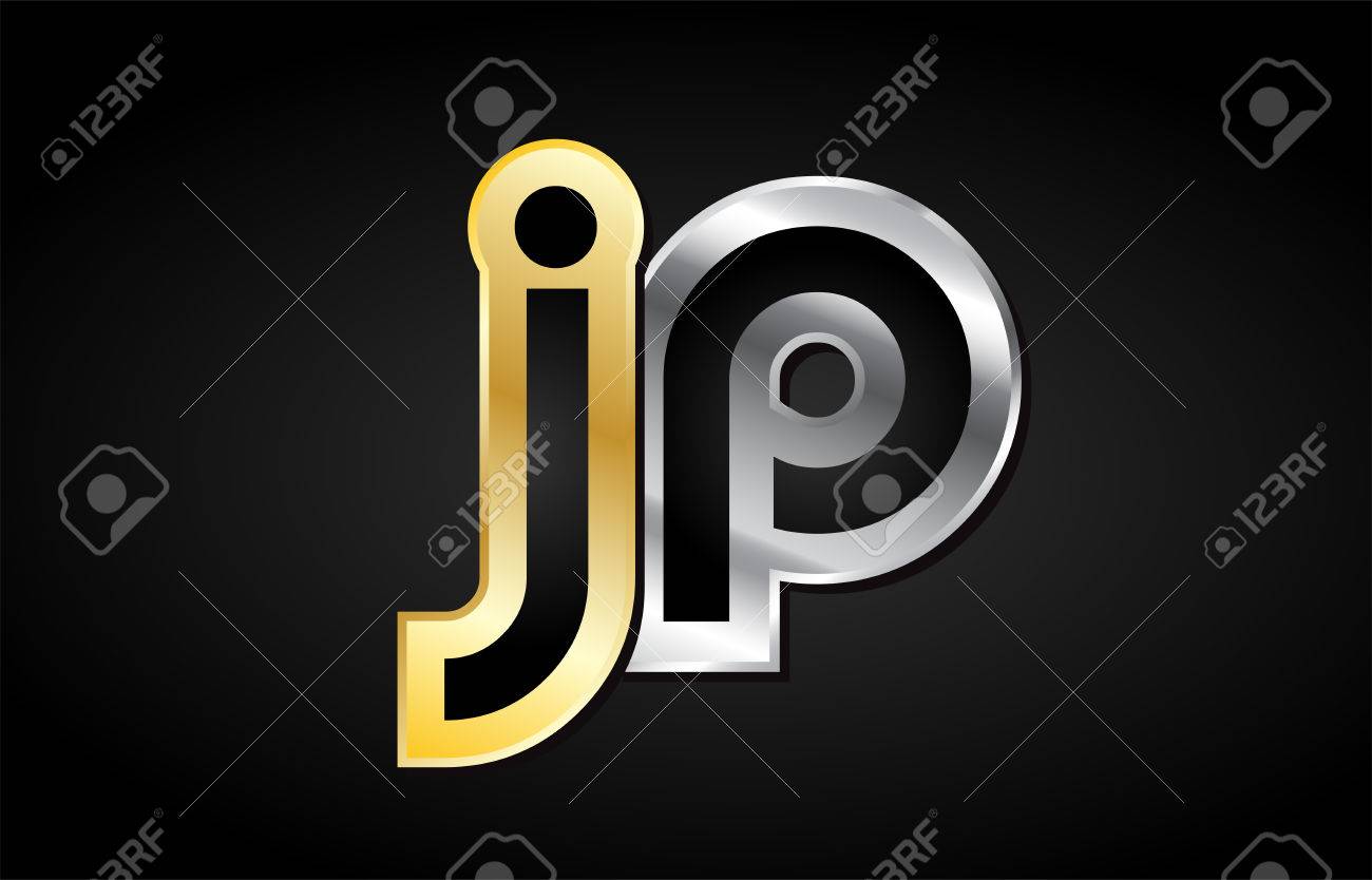 jp j p gold golden silver alphabet letter metal metallic grey