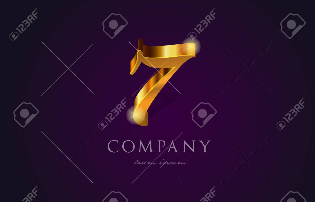 7 七金ゴールデン番号数字桁手書きアイコン デザイン のイラスト素材 ベクタ Image