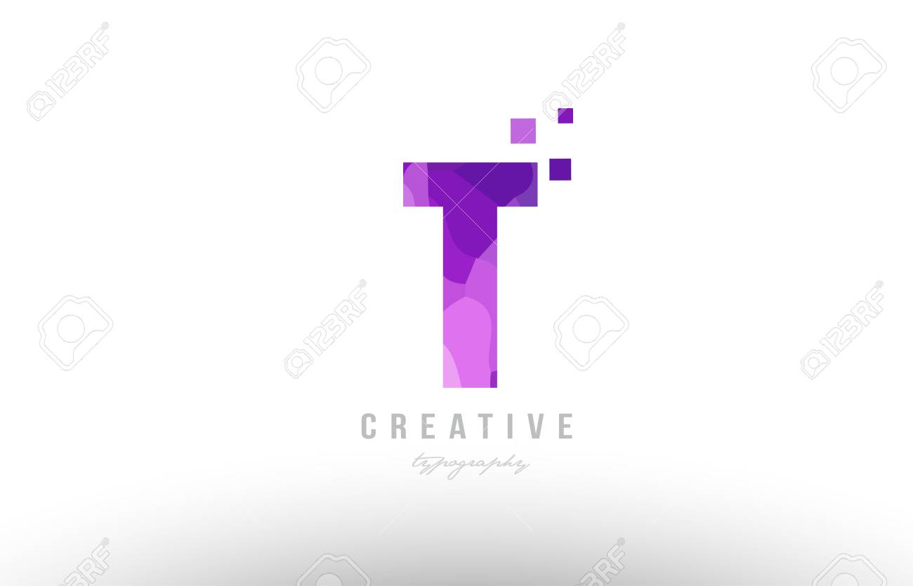 会社やビジネスのアイコンとして適したピンク色と正方形のアルファベット文字ロゴtのデザイン のイラスト素材 ベクタ Image