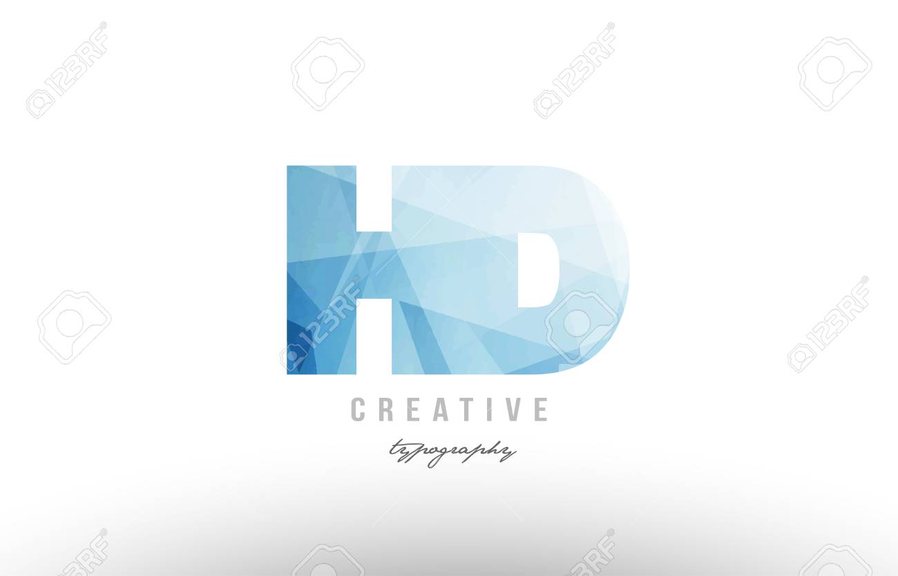design of alphabet letter logo hd h d combination with blue color