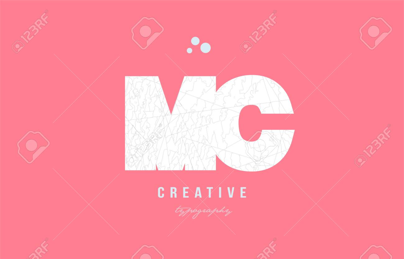 企業や企業のアイコンとして適したピンク色と複雑なパターンとのアルファベット文字ロゴmc M Cの組み合わせのデザイン のイラスト素材 ベクタ Image