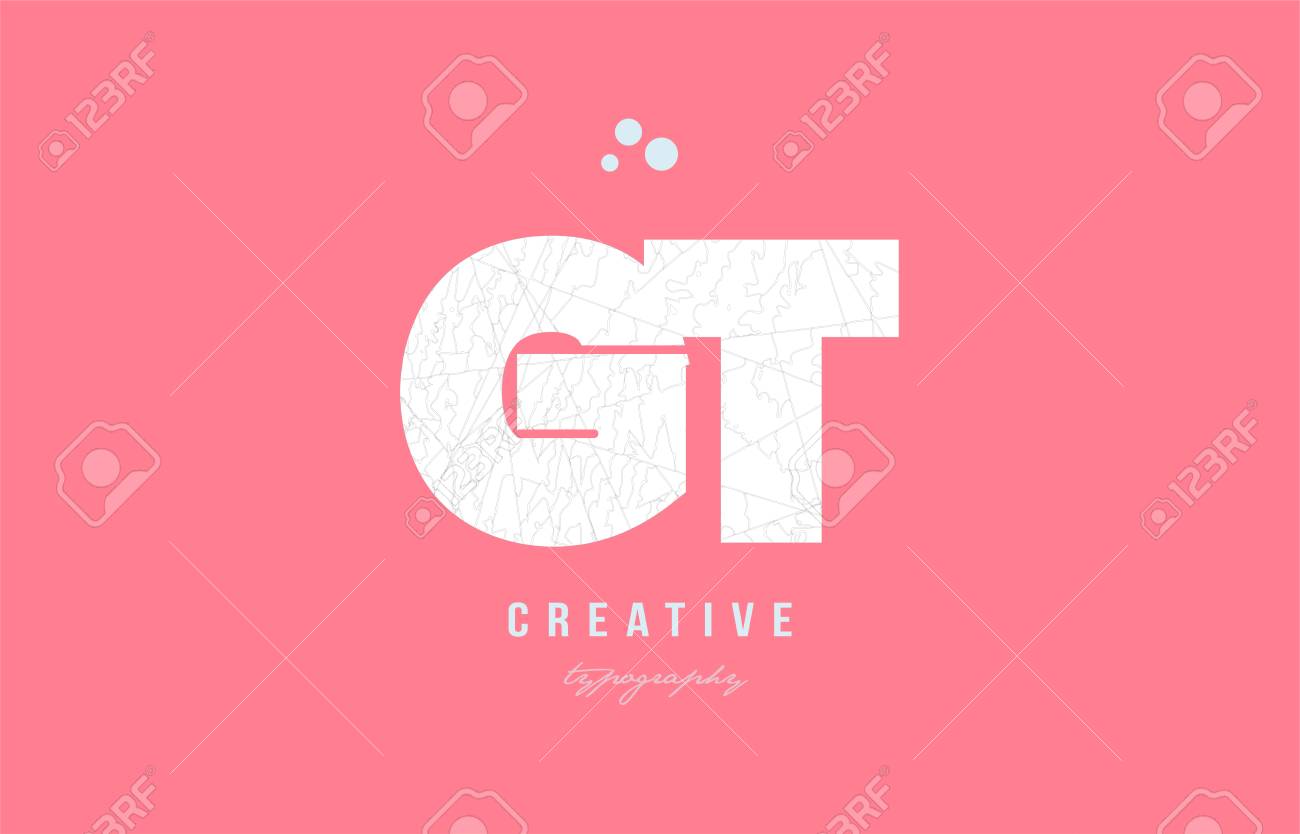 企業や企業のアイコンとして適したピンク色と複雑なパターンとのアルファベット文字ロゴgt G Tの組み合わせのデザイン のイラスト素材 ベクタ Image