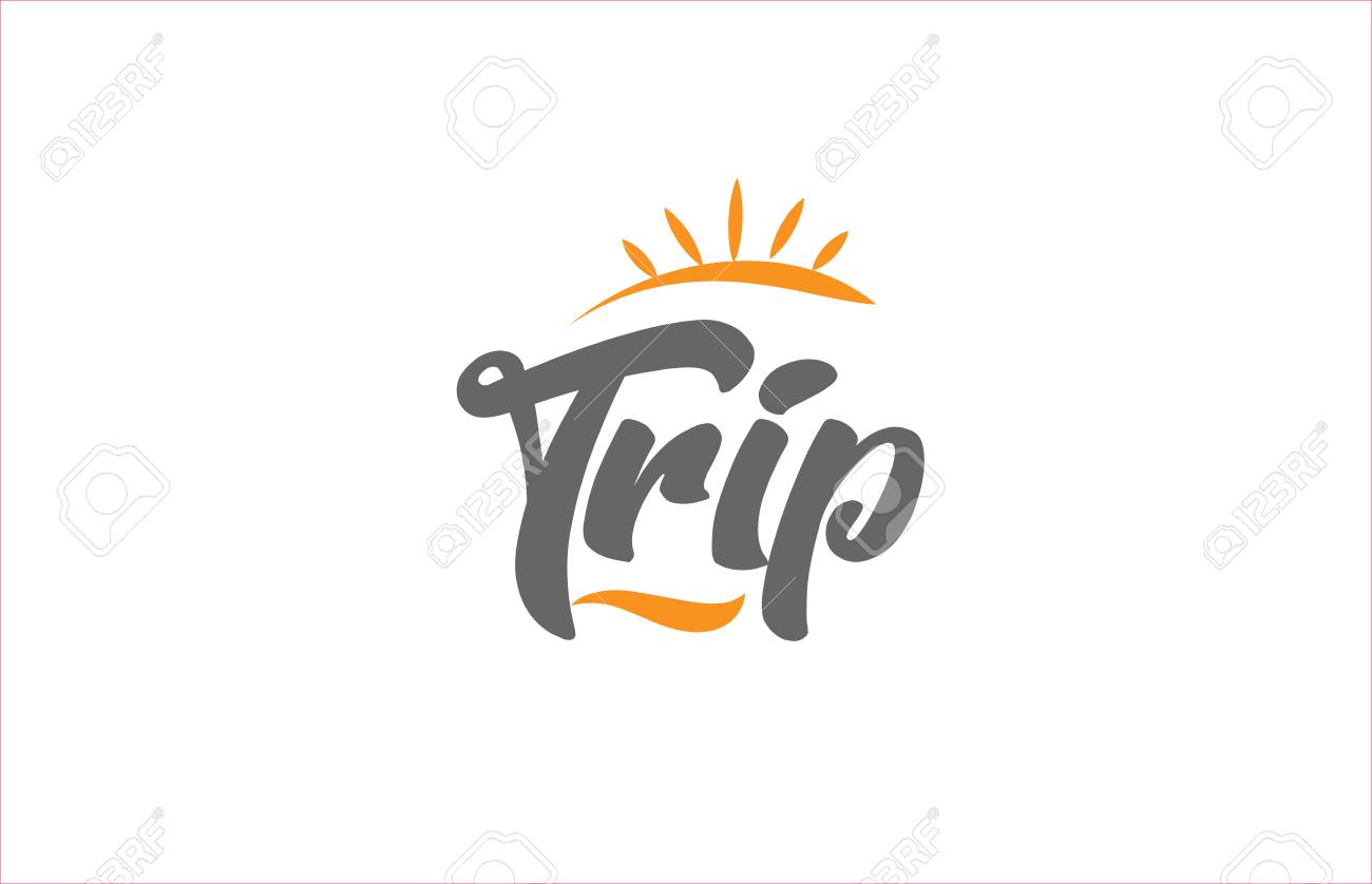 trip word hand writing text typography design with black and trip word