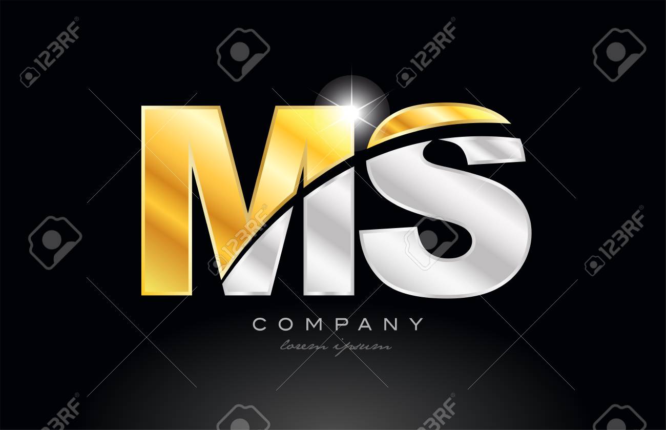 회사 또는 비즈니스에 적합한 검정색 배경에 금색 회색 금속이 있는 조합 문자 Ms Ms 알파벳 로고 아이콘 디자인 로열티 무료 사진,  그림, 이미지 그리고 스톡포토그래피. Image 116906917