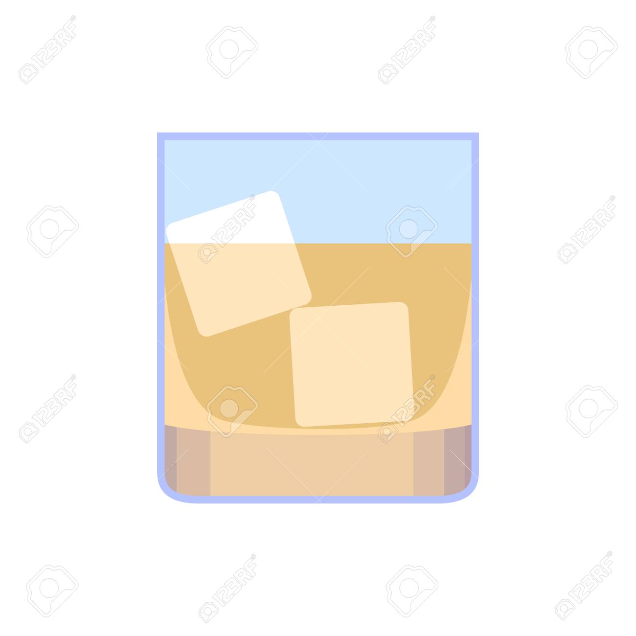 ウィスキーのグラス 強烈な色のドリンクを飲みながら軽い青いガラス ガラスは半分 のイラスト素材 ベクタ Image