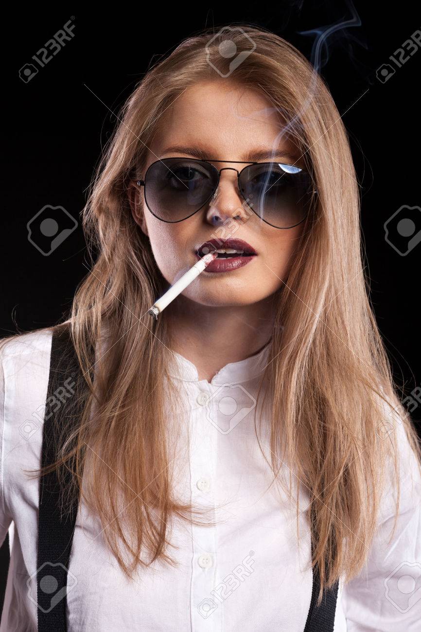Hot Blonde Is Smoking