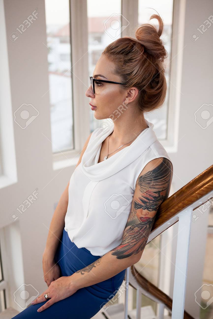 Sagging boobs are the real deal Sexy blonde tattoo