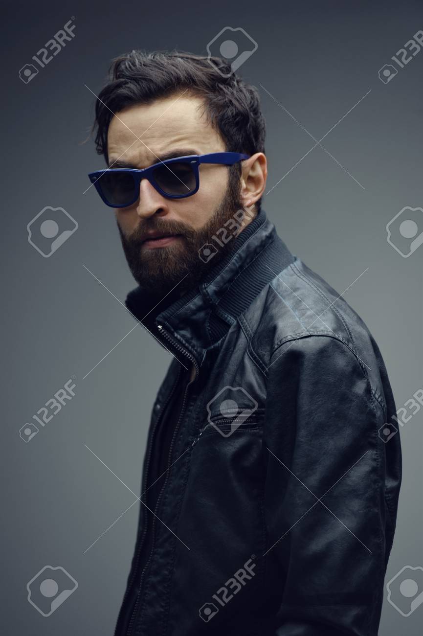 Profile Portrait Of A Attractive Bearded Brutal Man In Sunglasses Stock Photo Picture And Royalty Free Image Image