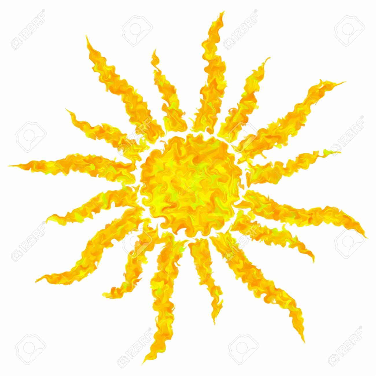 Art drawing colorful grunge sun isolated abstract background Stock