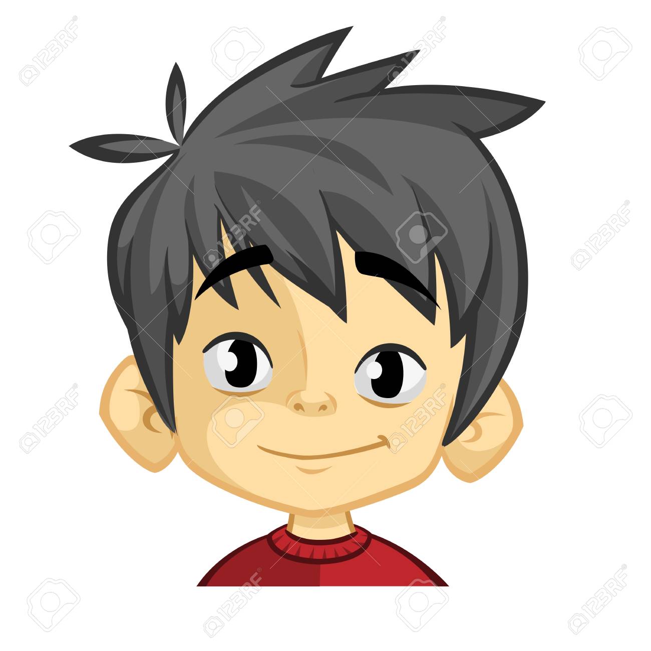 Happy Cheerful Boy Laughing Vector Illustration Of A Little Kid Face Portrait Of A Boy Smiling On A White Background Royalty Free Cliparts Vectors And Stock Illustration Image