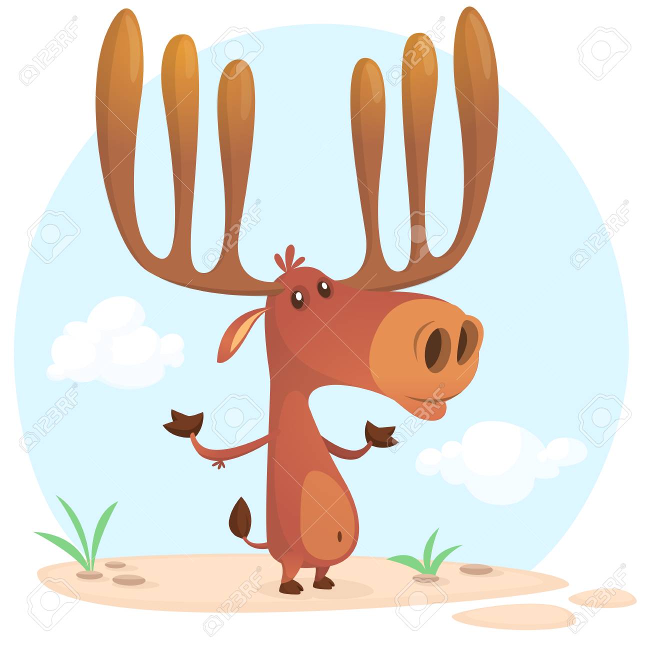 Cute Cartoon Moose Character Wild Forest Animal Collection Baby Education Isolated On White Background Flat Design Vector Illustration Royalty Free Svg Cliparts Vectors And Stock Illustration Image