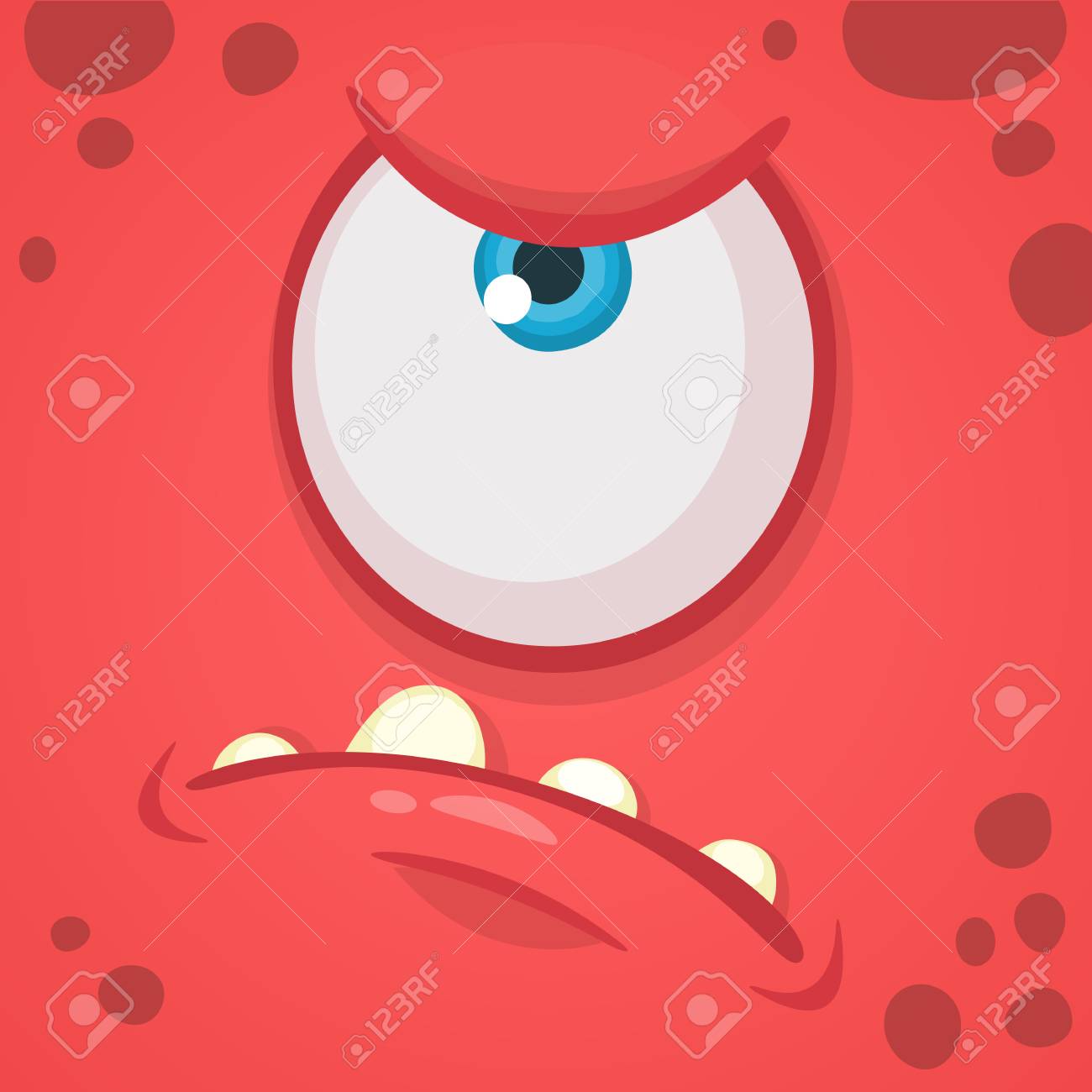 漫画怒っているモンスター顔アバター 1 つ目のベクトル ハロウィーン赤いモンスター モンスター マスクのイラスト素材 ベクタ Image