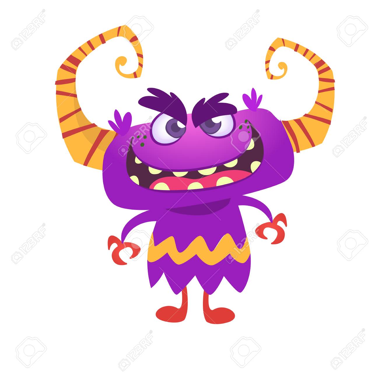 Angry Cartoon Monster With Horns. Vector Illustration Royalty Free SVG,  Cliparts, Vectors, And Stock Illustration. Image 104063656.