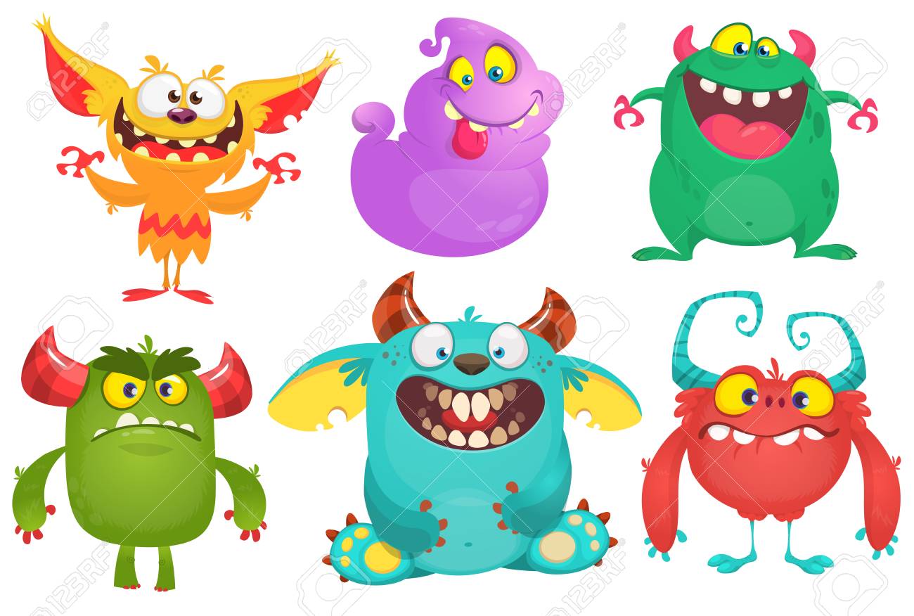 Cartoon Monsters collection. Vector set of cartoon monsters isolated. Design for print, party decoration, t-shirt, illustration, logo, emblem or sticker - 119839888 Cartoon Monsters collection. Vector set of cartoon monsters isolated. Design for print, party decoration, t-shirt, illustration, logo, emblem or sticker - 119839888