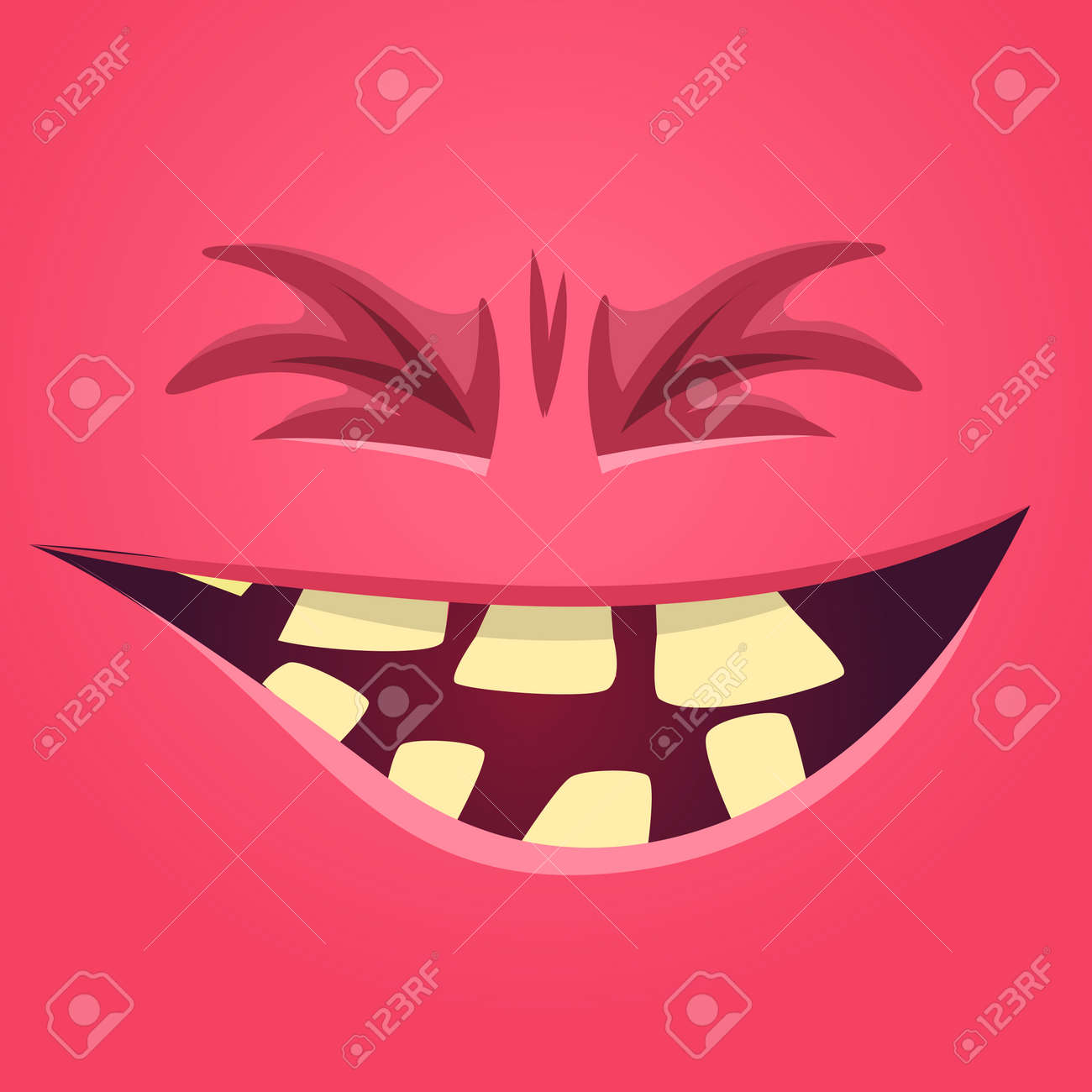 Funny Cartoon Monster Face Screaming With Eyes Closed. Vector Halloween  Monster Square Avatar Royalty Free SVG, Cliparts, Vectors, and Stock  Illustration. Image 150944436., image size:1300x1300