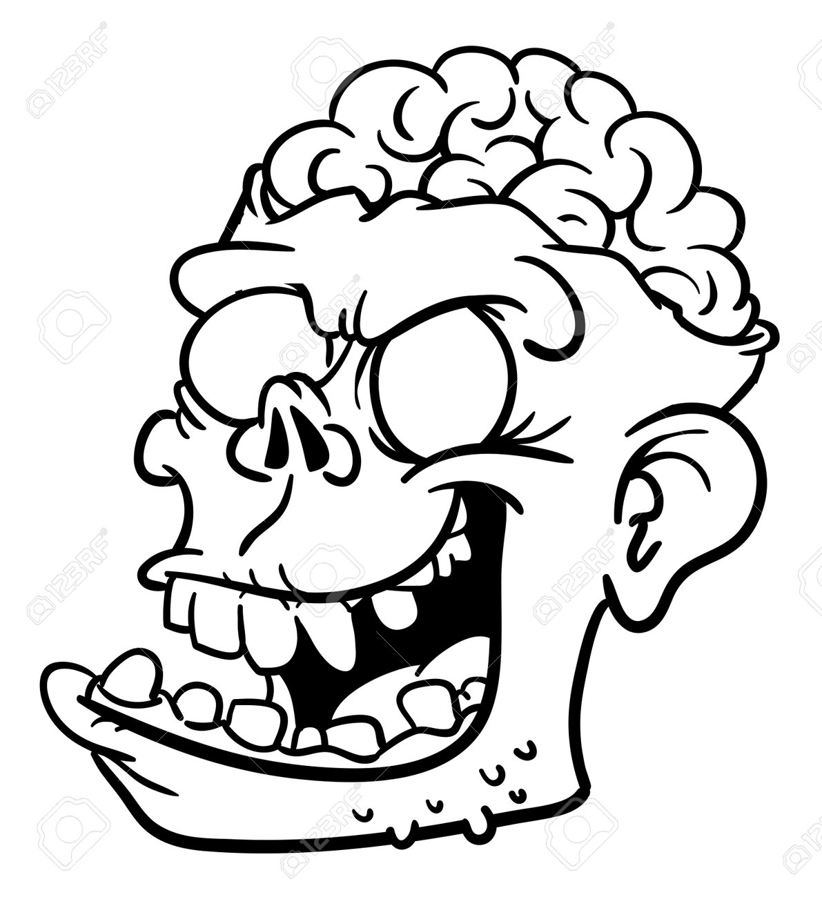 Cartoon Funny Zombie Character Design With Scary Face Expression. Halloween  Vector Illustration Outlined Contour For Coloring Book Isolated. Royalty  Free SVG, Cliparts, Vectors, and Stock Illustration. Image 212486151., image size:1191x1300