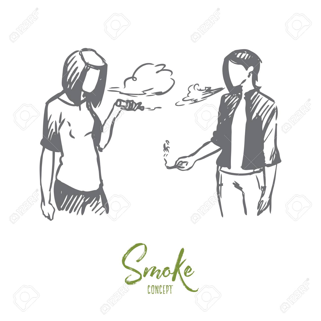 Vape E Cigarette Girl Smoke Concept Hand Drawn Teenage Girls Royalty Free Cliparts Vectors And Stock Illustration Image 127656660