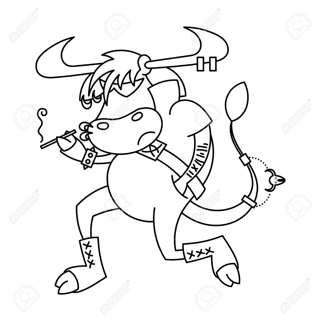 Angry Cartoon Metal Música Punk Vaca Con Cigarrillo. Ilustración De Vector  De Una Vaca Tonta, Mascota Infantil Icono Aislado En Blanco. Ilustraciones  svg, vectoriales, clip art vectorizado libre de derechos. Image 151267942