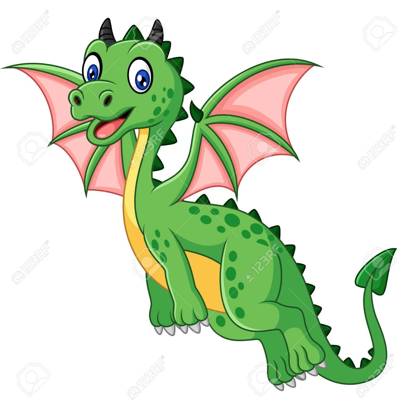 Illustration Von Cartoon Lustige Grune Drachen Fliegen Lizenzfrei Nutzbare Vektorgrafiken Clip Arts Illustrationen Image