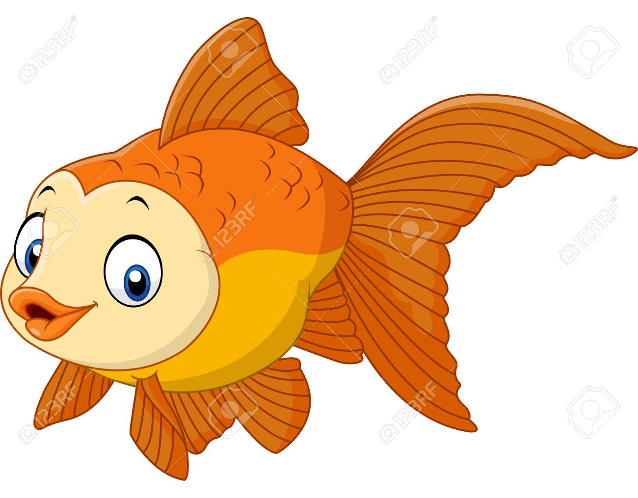 ベクトル イラストのかわいい漫画の黄金の魚のイラスト素材 ベクタ Image