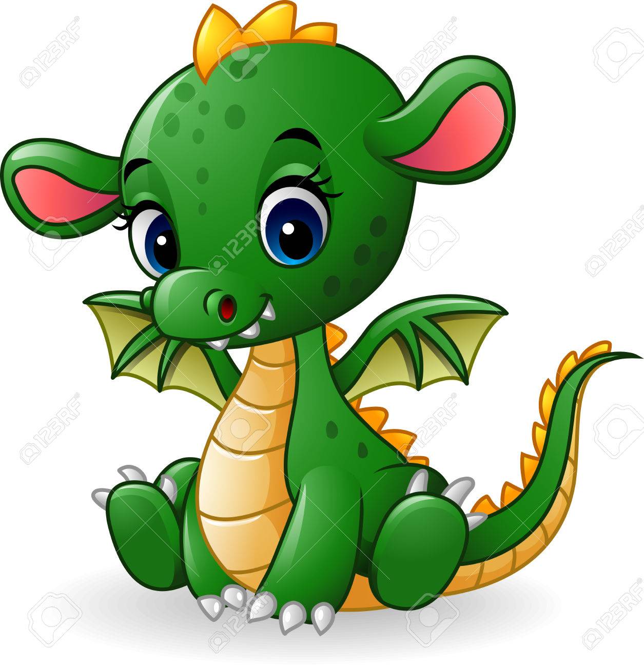 Vector Illustration Of Cartoon Baby Dragon Sitting Royalty Free Cliparts Vectors And Stock Illustration Image