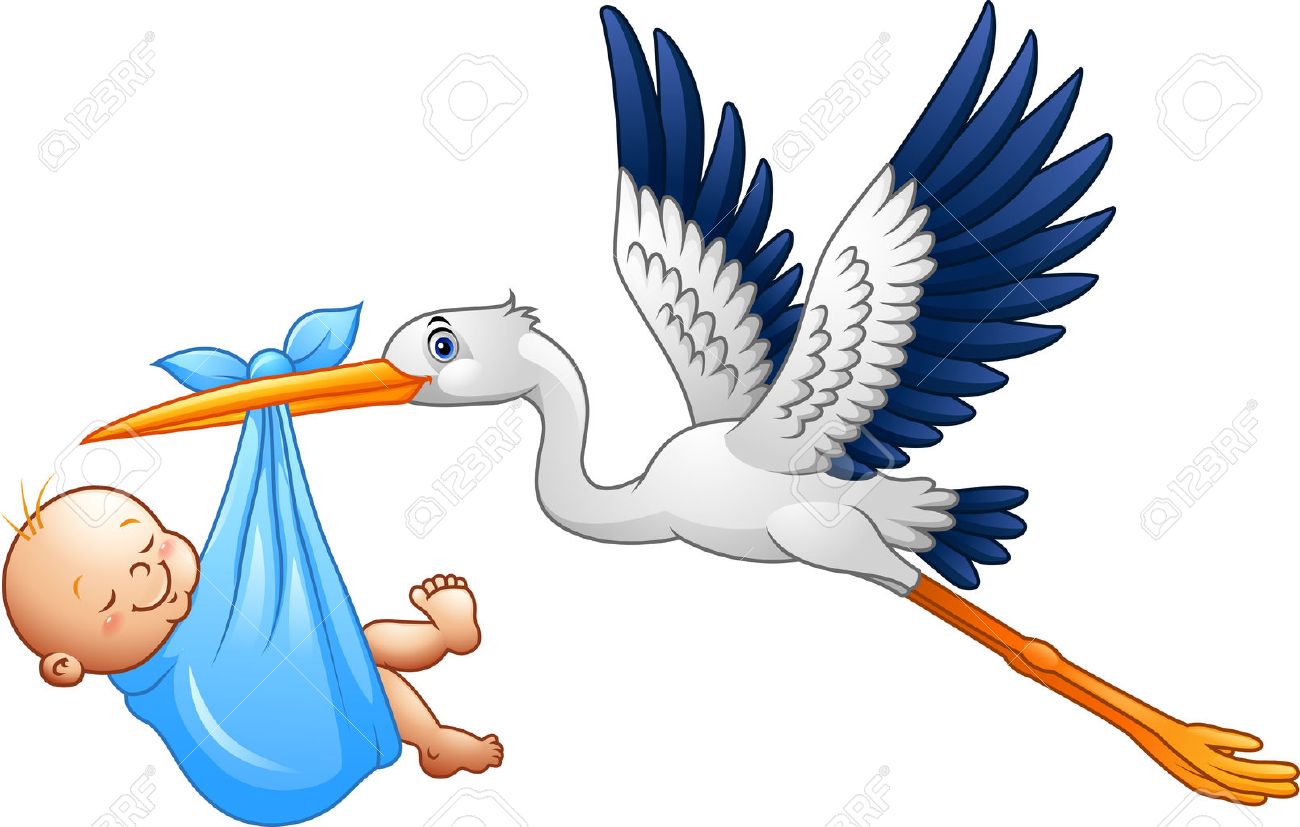 illustration of Cartoon stork with baby boy - 63713325 illustration of Cartoon stork with baby boy - 63713325