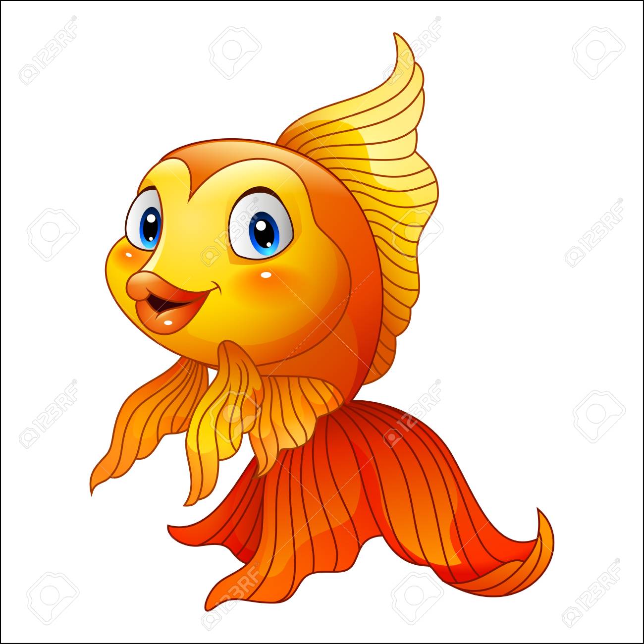 Cartoon Cute Goldfish Stock Photo 