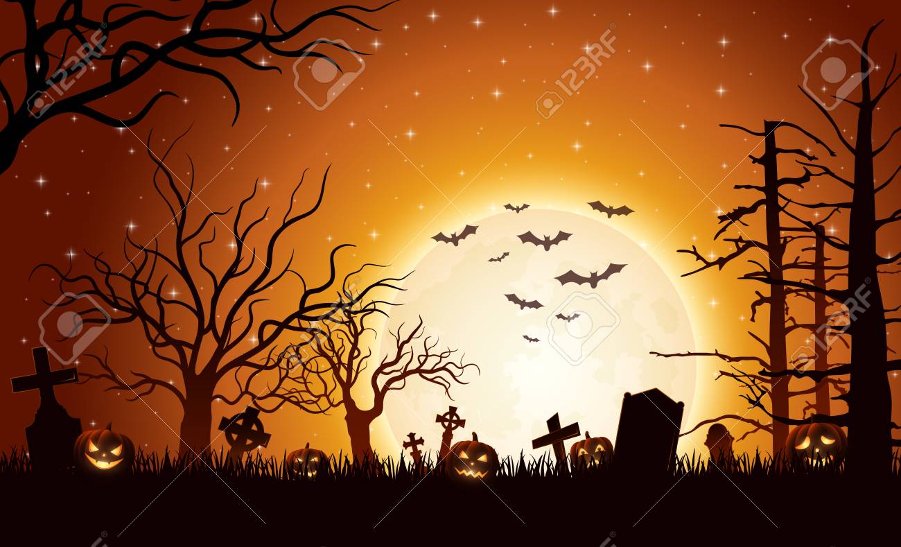 vector illustration of halloween background with pumpkins royalty halloween background