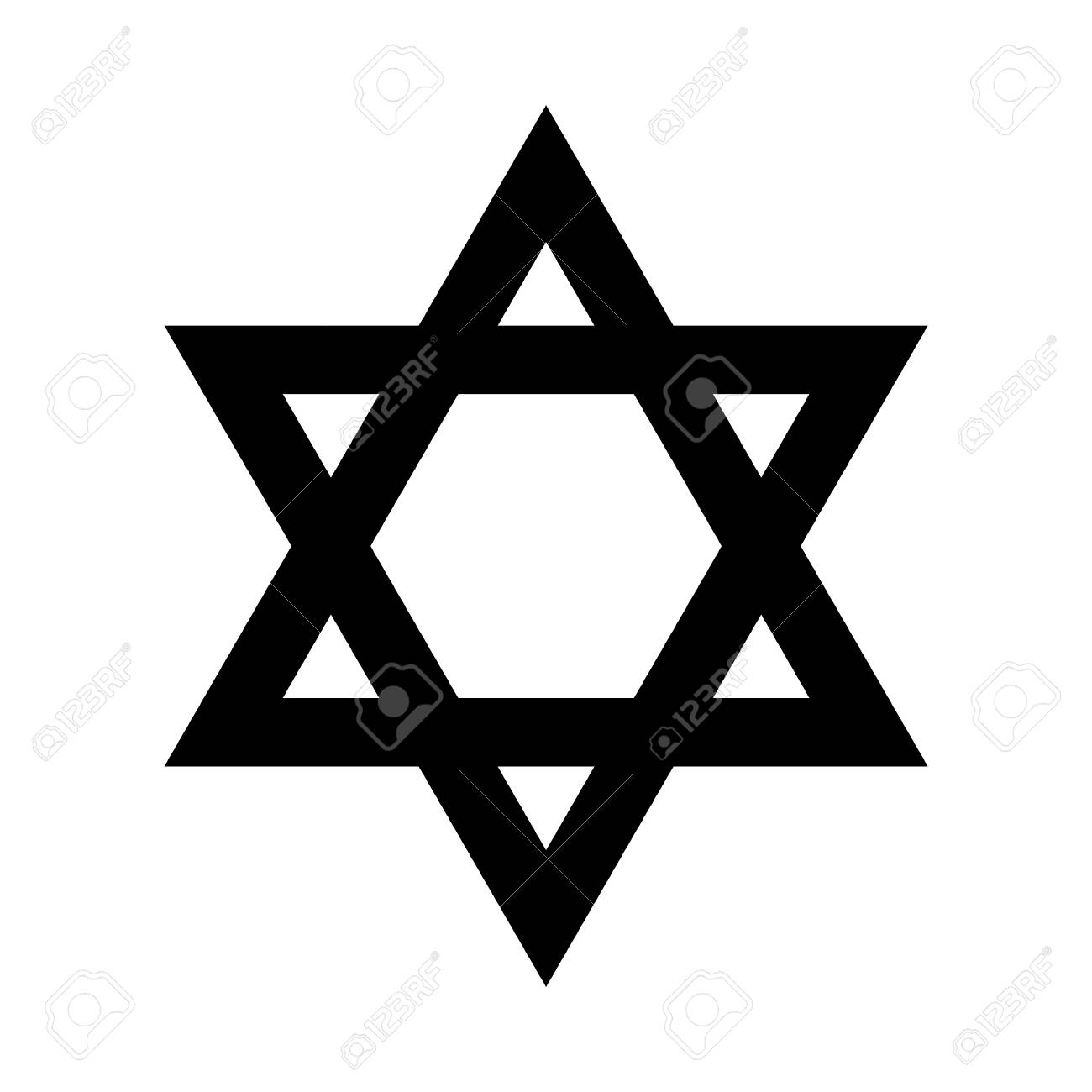 黒い背景にダビデ王の白い星のイラスト素材 ベクタ Image