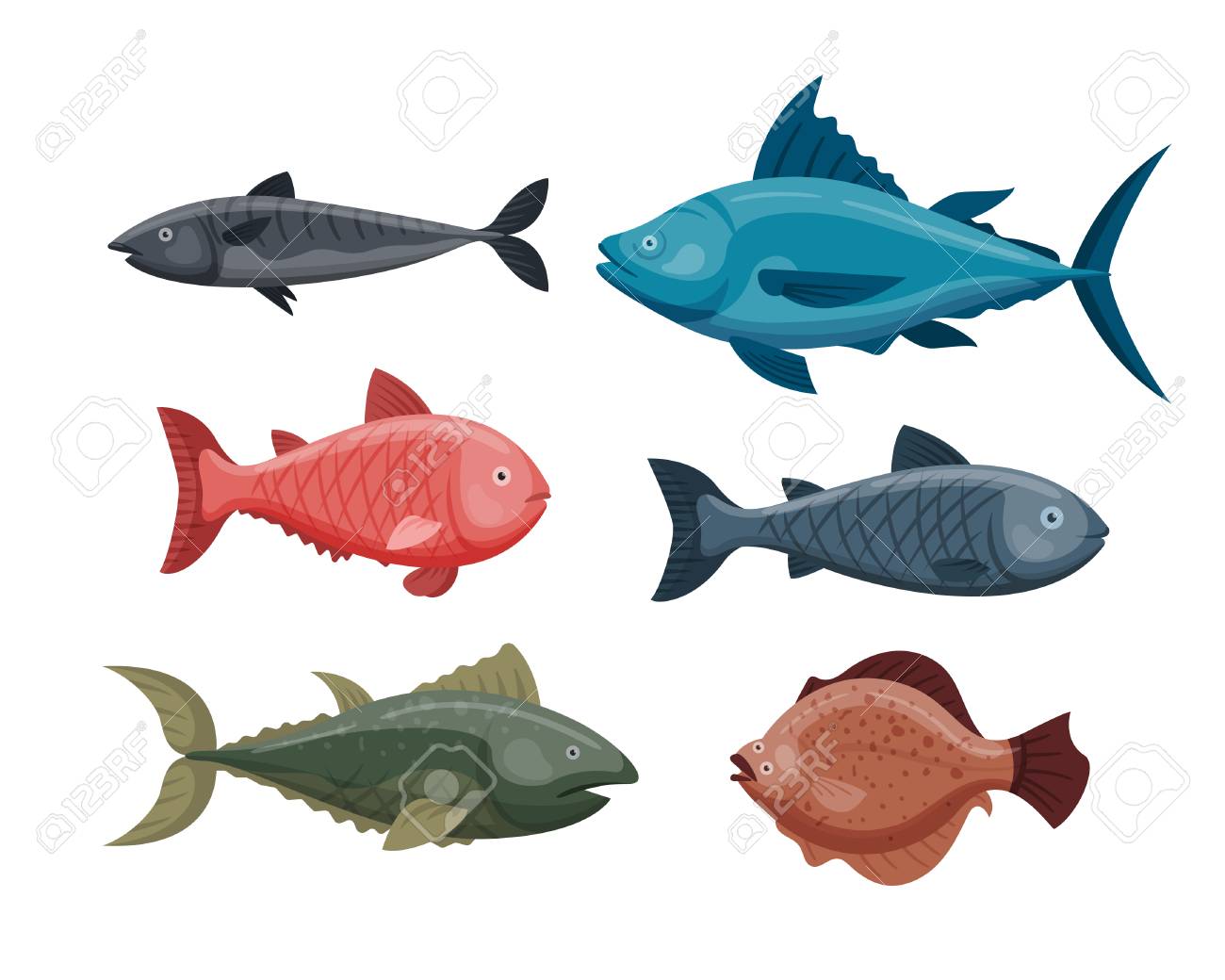 Cute Fish Cartoon Funny Swimming Graphic Animal Character And Underwater  Ocean Wildlife Nature Aquatic Fin Marine Water Vector Illustration. Royalty  Free SVG, Cliparts, Vectors, and Stock Illustration. Image 73038805., image size:1300x1040