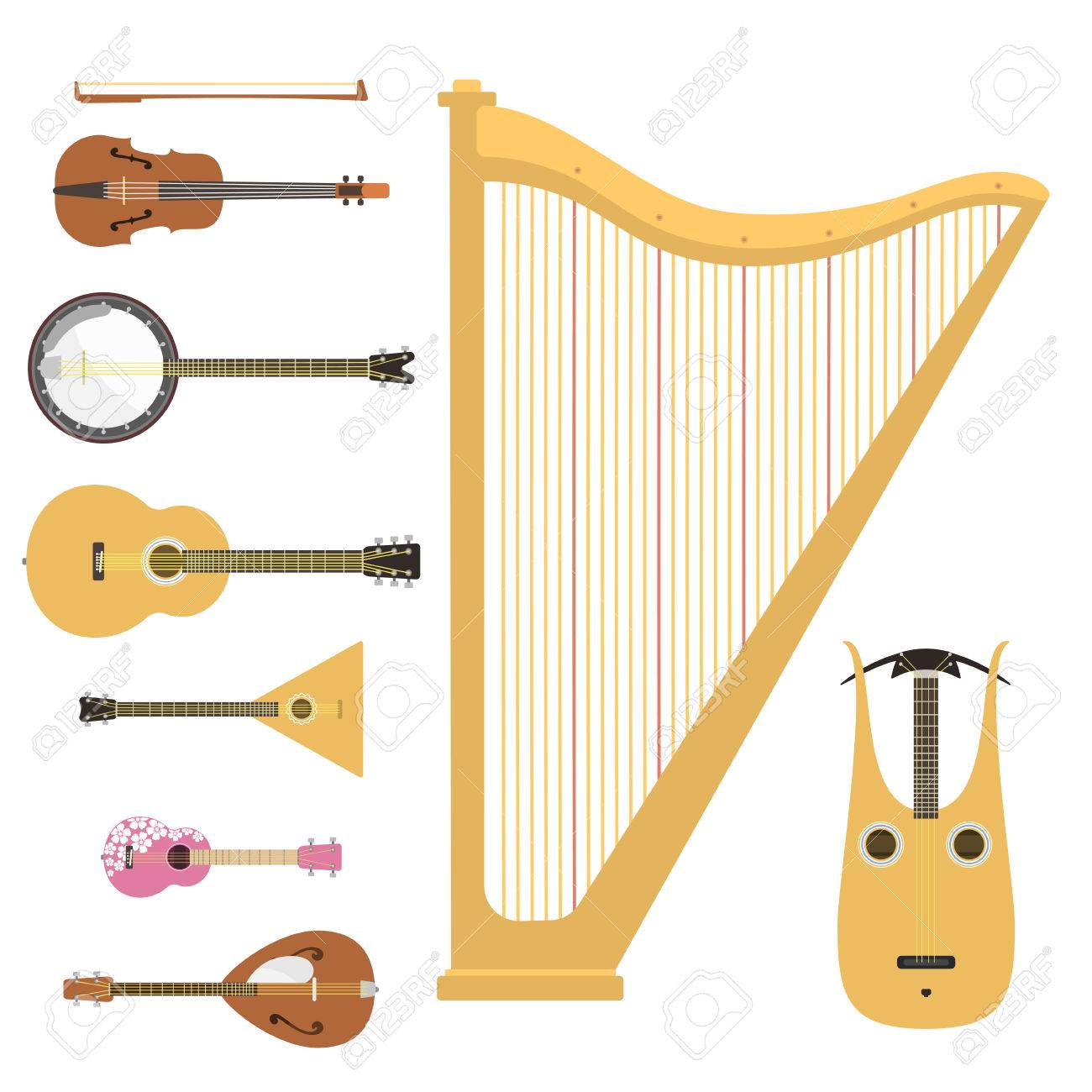 Conjunto De Instrumentos Musicales De Cuerda Arte De La Orquesta