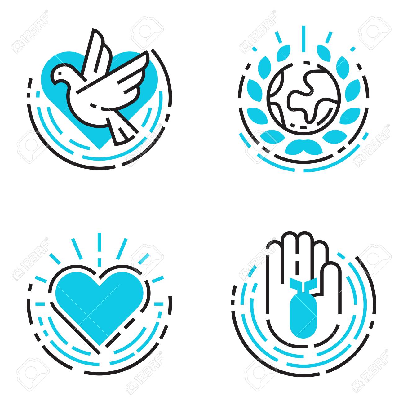 Peace Outline Blue Icons Love World Freedom International Free Care Hope  Symbols Vector Illustration Royalty Free SVG, Cliparts, Vectors, and Stock  Illustration. Image 77919932., image size:1300x1300