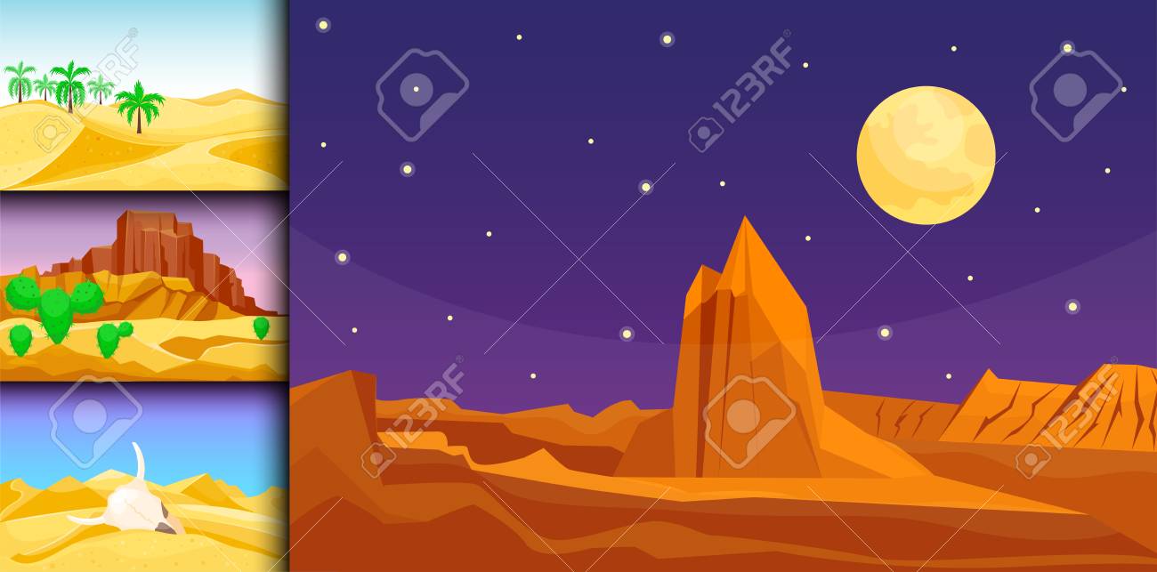 砂漠山の砂岩荒野風景の背景は 太陽暑い砂丘風景旅行ベクトル イラストの下で乾燥します のイラスト素材 ベクタ Image