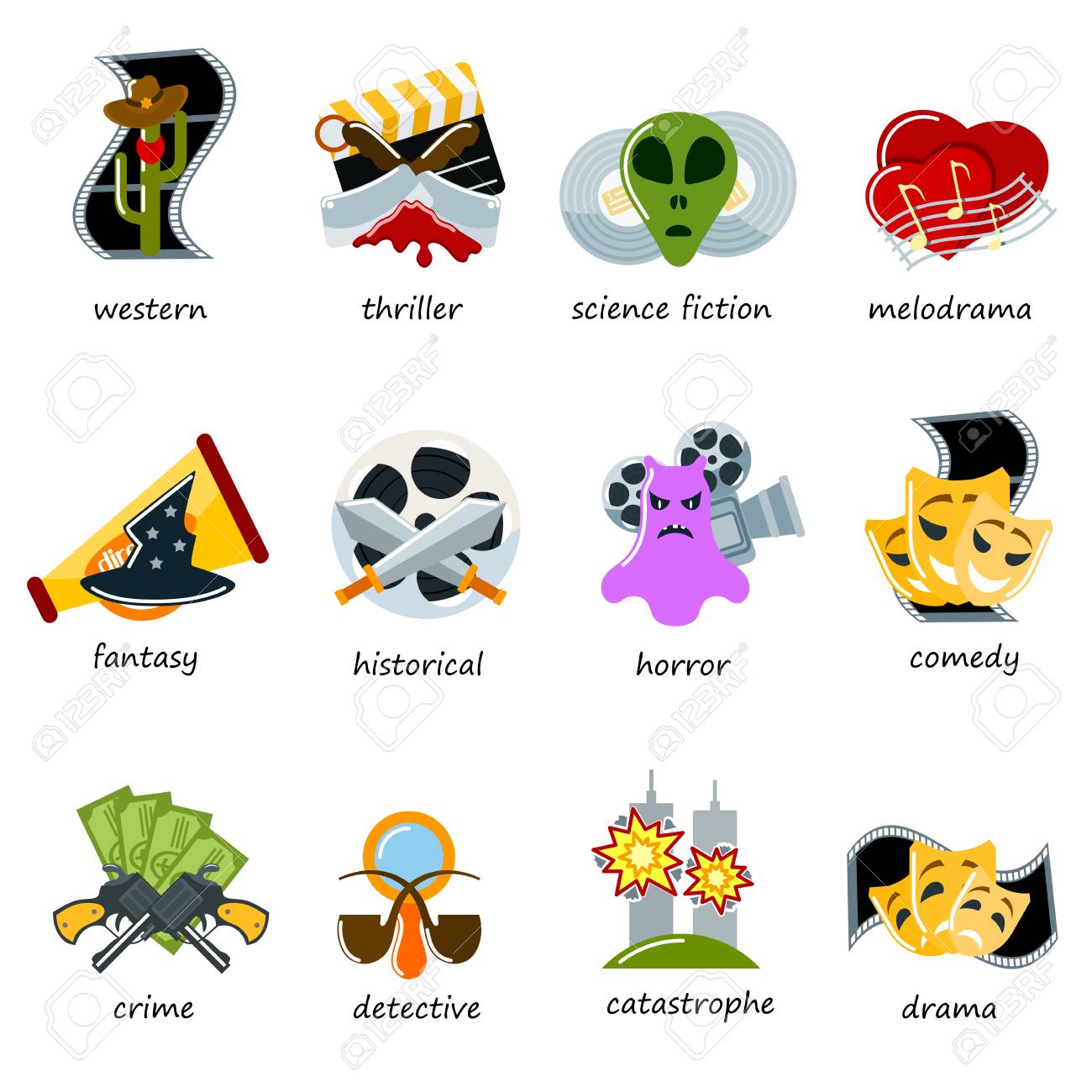 映画ジャンル アイコン設定フラット コメディ ドラマ スリラー コメディー映画映画生産指定採点記号ベクトル イラスト のイラスト素材 ベクタ Image 1572 映画ジャンル アイコン設定フラット コメディ ドラマ スリラー コメディー映画映画生産指定採点記号ベクトル イラスト のイラスト素材 ベクタ Image 1572