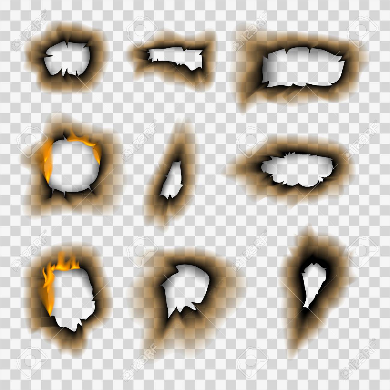 Burnt piece burned faded paper hole realistic fire flame isolated page sheet torn ash vector illustration - 101107707 Burnt piece burned faded paper hole realistic fire flame isolated page sheet torn ash vector illustration - 101107707