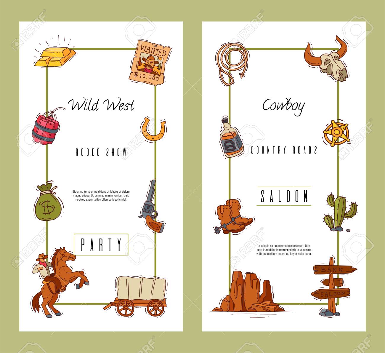 Wild West Invite Party Template Banners Vector Illustration Royalty Free Cliparts Vectors And Stock Illustration Image 140014863